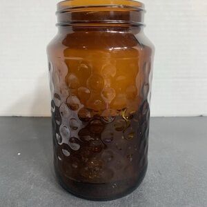 vintage Ovaltine glass jar “coin optic” texture